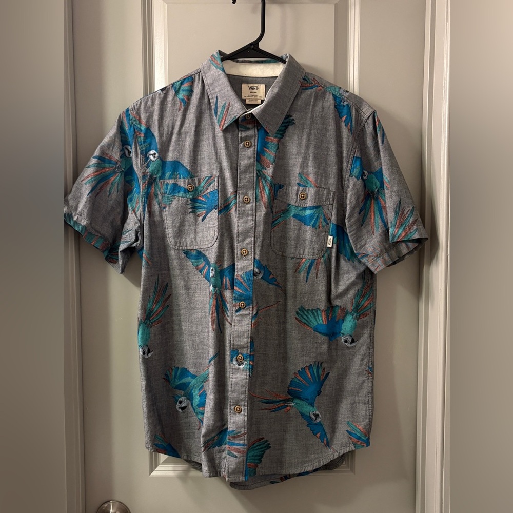Gray Parrot Print Men's Shirt